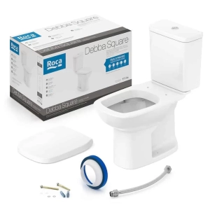 KIT VASO/CAIXA ACOPLADO BCO C/ASSENTO+ITENS DEBBA SQUARE