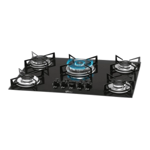 FOGAO COOKTOP 5Q TC GAS MESA VIDRO FISCHER